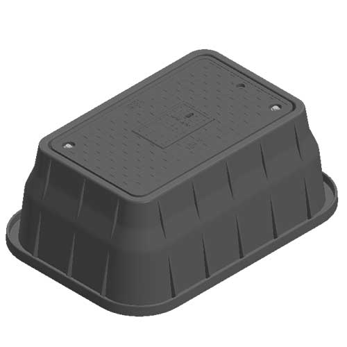 Water Meter Pit Box - 13 in. X 24 in. Rectangular Meter Box and Drop-in Cover, 12 in. Height, Black Box, Black Water Meter Cover with Plastic Reader, Includes Bolt - 121BCDMB