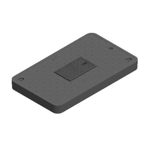 Water Meter Pit Box Lid - 13 in. X 24 in. Rectangular Meter Box Drop-in Cover, Black Water Meter Lid with Cast Iron Reader - Lid Only - 121CDMCIF