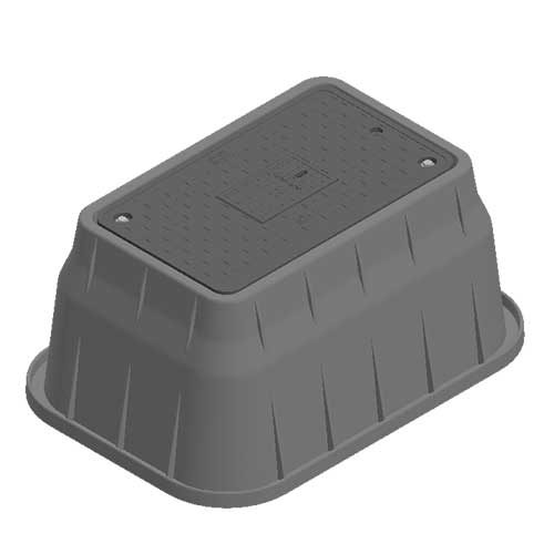 Water Meter Pit Box - 13 in. X 24 in. Rectangular Meter Box and Drop-in Cover, 15 in. Height, Black Box, Black Water Meter Cover with Cast Iron Reader, Includes Bolt - 125BCDMCIFB