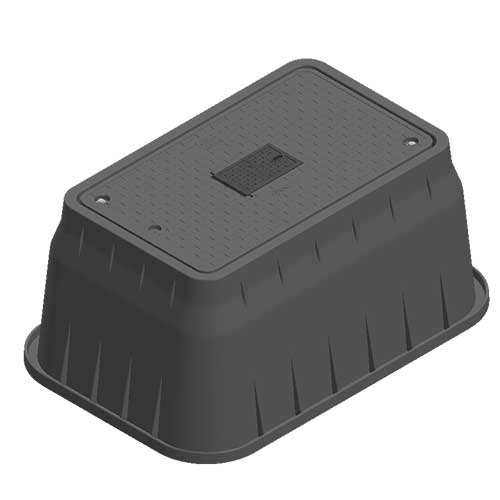 Water Meter Pit Box - 17 in. X 30 in. Rectangular Meter Box and Drop-in Cover, 18 in. Height, Black Box, Black Water Meter Cover with Cast Iron Reader, Includes Bolt - 126BCDMCIFB