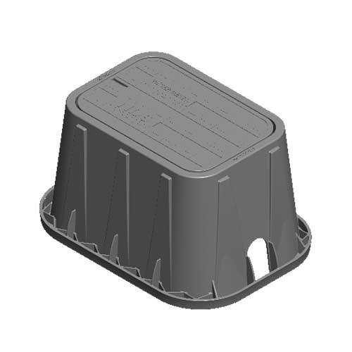 Water Meter Pit Box - 14 in. X 19 in. Rectangular Meter Box with Locking Drop-in AMR Bottom Mount Cover, 12 in. Height, Black Box, Black Water Meter Cover - D12-BAMR
