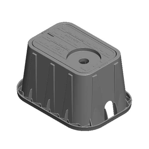 Water Meter Pit Box - 14 in. X 19 in. Rectangular Meter Box with Locking Drop-in AMR Cover, 12 in. Height, Black Box, Black Water Meter Cover with 2 in. Touch Reader Hole, 7 in. Recess - D12-TAMR
