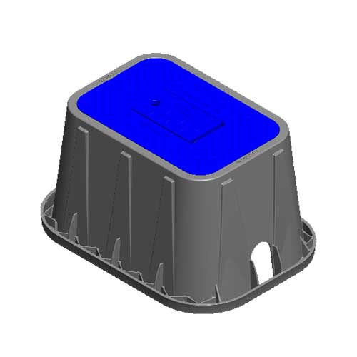 Water Meter Pit Box - 14 in. X 19 in. Rectangular D1200 Meter Box and Drop-in Cover, 12 in. Height, Black Box, Blue Water Meter Cover with Plastic Reader - D1200-DIBLRD