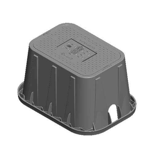 Water Meter Pit Box - 14 in. X 19 in. Rectangular D1200 Meter Box and Drop-in Cover, 12 in. Height, Black Box, Black Water Meter Cover with Cast Iron Reader - D1200-DICIR