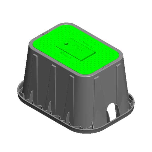 Water Meter Pit Box - 14 in. X 19 in. Rectangular D1200 Meter Box and Drop-in Cover, 12 in. Height, Black Box, Green Water Meter Cover with Plastic Reader - D1200-DIRG