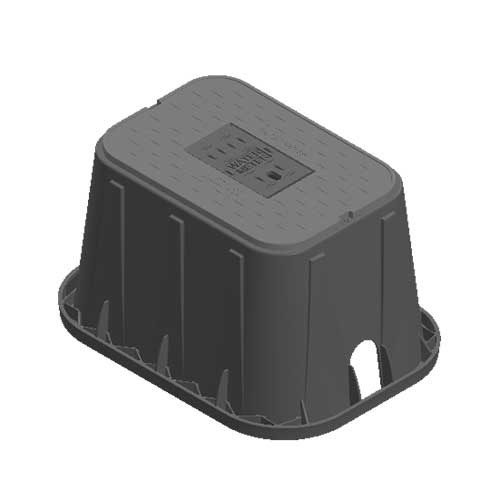 Water Meter Pit Box - 14 in. X 19 in. Rectangular D1200 Meter Box and Cover, 12 in. Height, Black Box, Black Water Meter Cover with Cast Iron Reader - D1200-OLCIR