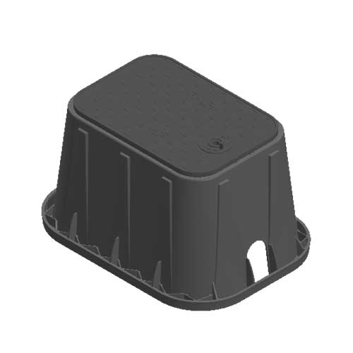 Water Meter Pit Box - 14 in. X 19 in. Rectangular D1200 Meter Box and Locking Cover, 12 in. Height, Black Box, Black Water Meter Cover - D1200-OLLOCB