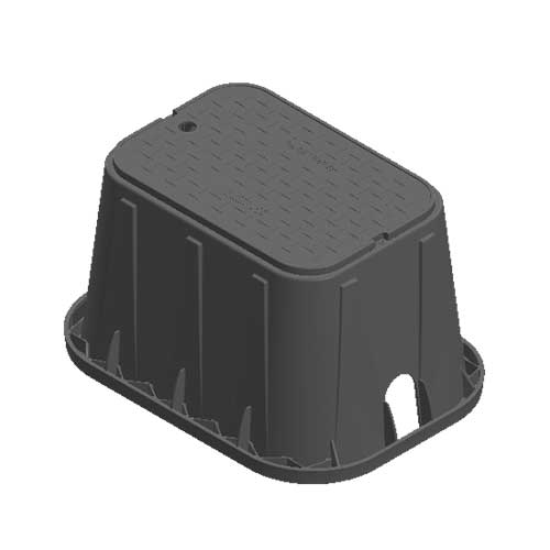 Water Meter Pit Box - 14 in. X 19 in. Rectangular D1200 Meter Box and Cover, 12 in. Height, Black Box, Black Water Meter Cover - D1200-OLSB