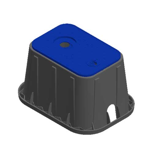 Water Meter Pit Box - 14 in. X 19 in. Rectangular Meter Box and Locking AMR Cover, 12 in. Height, Black Box, Blue Water Meter Cover with 2 in. Touch Reader Hole, 4 in. Recess - D12AMR-OLLOCTRBLU