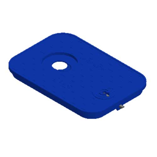 Water Meter Pit Box Lid - 14 in. X 19 in. Rectangular Meter Box Locking AMR Cover, Blue Water Meter with 2 in. Touch Reader Hole, 4 in. Recess - Lid Only - D12AMR-OLLOCTRBLUL