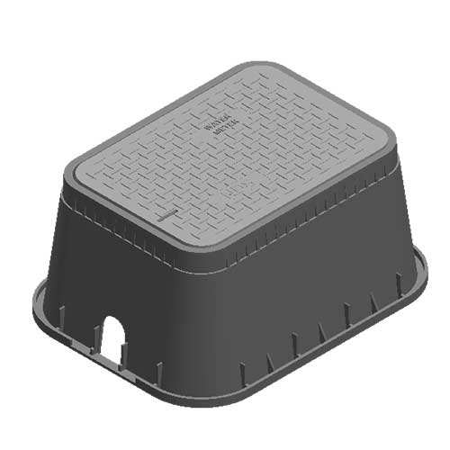 Water Meter Pit Box - 13 in. X 20 in. Rectangular Meter Box and Locking Drop-in Double AMR  Bottom Mount Cover, 12 in. Height, Black Box, Black Water Meter Cover - D15-BAMR