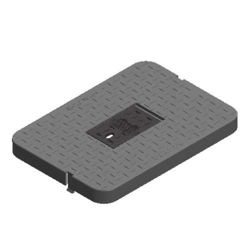Water Meter Pit Box Lid - 13 in. X 20 in. Rectangular D1500 Meter Box Drop-in Cover, Black Water Meter with Cast Iron Reader - Lid Only - D1500-DICIR-LD