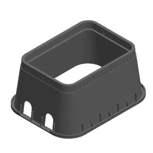 Water Meter Pit Box - 13 in. X 20 in. Rectangular D1500 Meter Box with Dual Pipe Slot, 12 in. Height, Black - Box Only- D1500-DUB/O