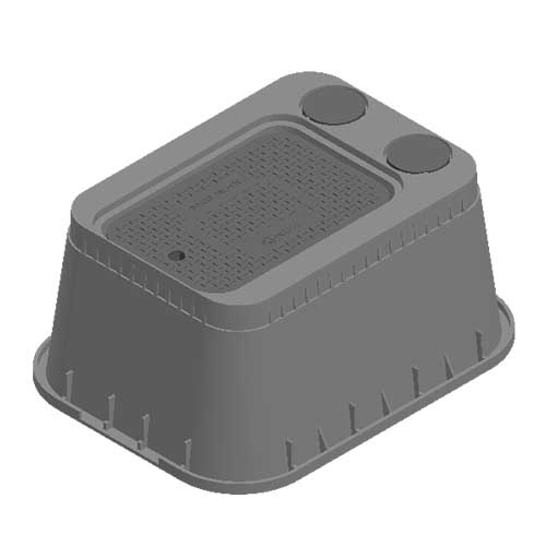Water Meter Pit Box - 13 in. X 20 in. Rectangular Meter Box and Drop-in AMR Cover, 12 in. Height, Black Box, Black Water Meter Cover with Two 2 in. Touch Reader Holes, 4 in. Recess - D15AMR2-DI
