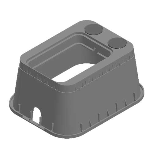 Water Meter Pit Box - 13 in. X 20 in. Rectangular Meter Box with Dual Pipe Slots, 12 in. Height, Black - Box Only - D15AMR2-PS-B/O