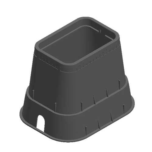 Water Meter Pit Box - 14 in. X 19 in. Rectangular D1800 Meter Box with Pipe Slot, 18 in. Height, Black - Box Only - D1800-B/O