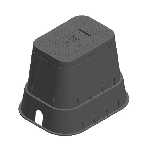 Water Meter Pit Box - 14 in. X 19 in. Rectangular D1800 Meter Box and Drop-in Cover, 18 in. Height, Black Box, Black Water Meter Cover with Cast Iron Reader - D1800-DICIR