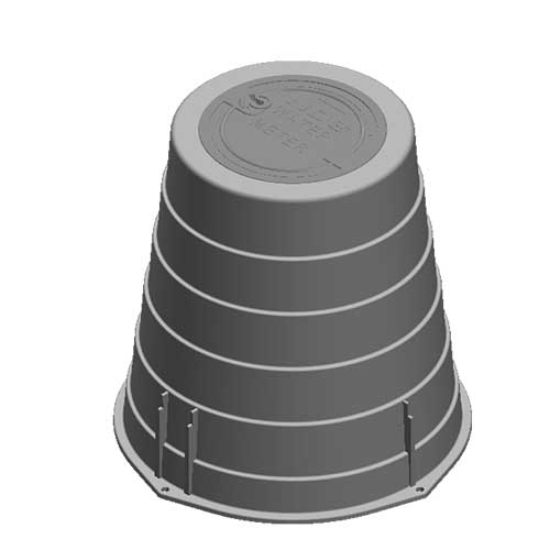 Water Meter Pit Box - 16 in. Round D2400 Meter Box and Locking Cover, 24 in. Height, Black Box, Black Water Meter Cover - D2400-LOCSB