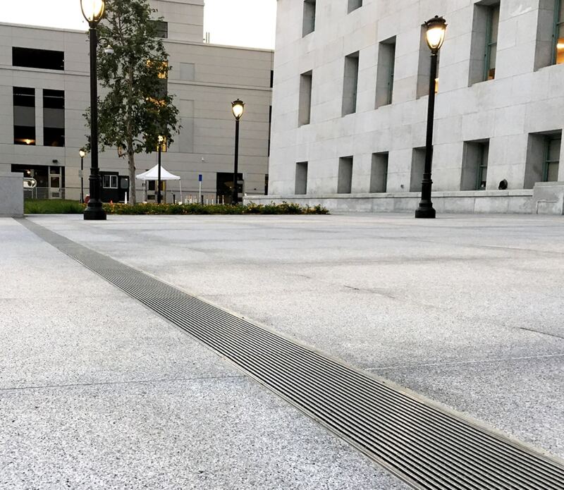 ACO K200 channel drain outside an office building
