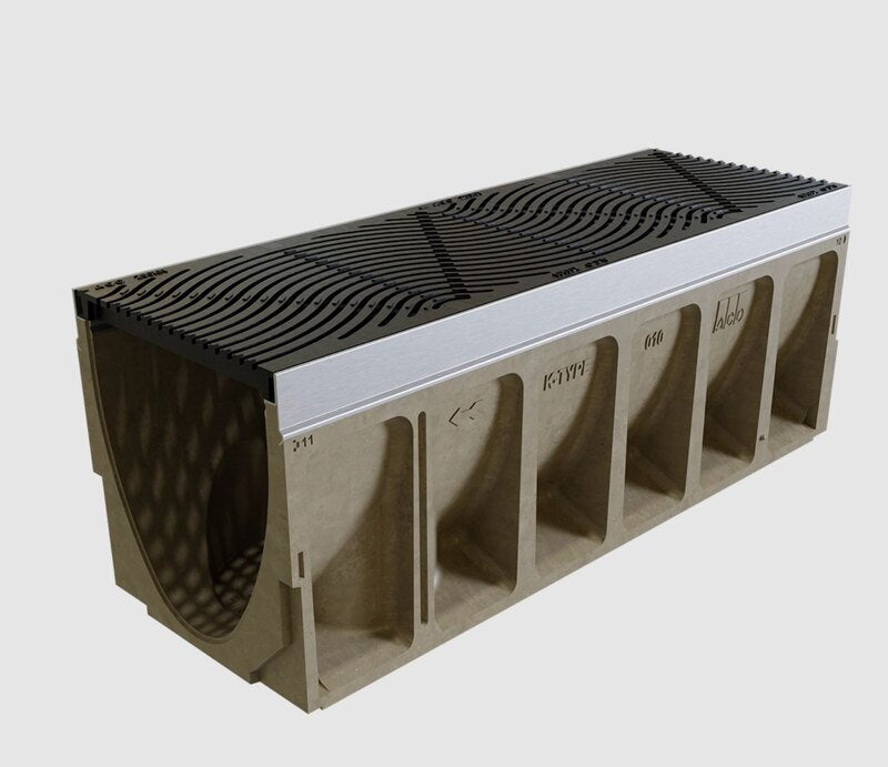 ACO KlassikDrain K300 polymer concrete trench drain channel with grate
