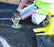 Close-up of an anchor pin securing Enkamat R45 turf reinforcement mat
