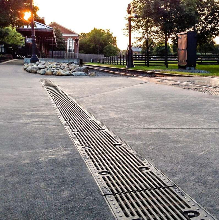 Installed ACO FG200 FlowDrain trench drain
