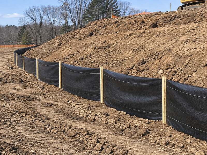 Slope with silt fence
