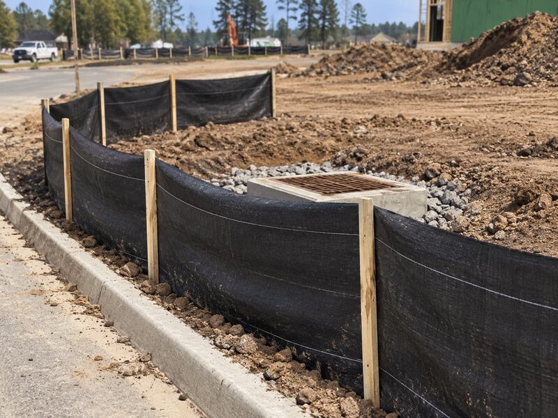 Silt fence used for erosion control at jobsite