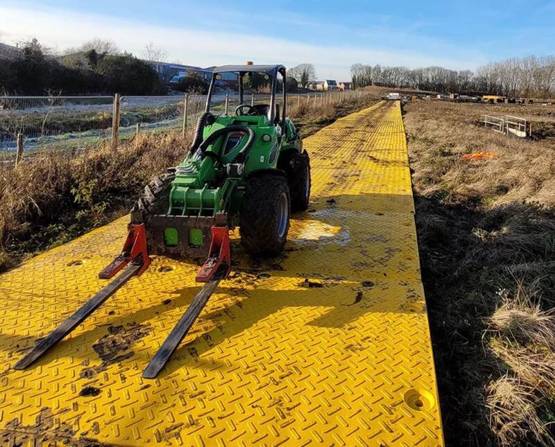 XtremeMat ground protection mats forming a temporary road
